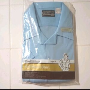 Sears Vintage NOS Sportswear Knit Sport Short Sleeve Shirt Style-A, Size XL Blue